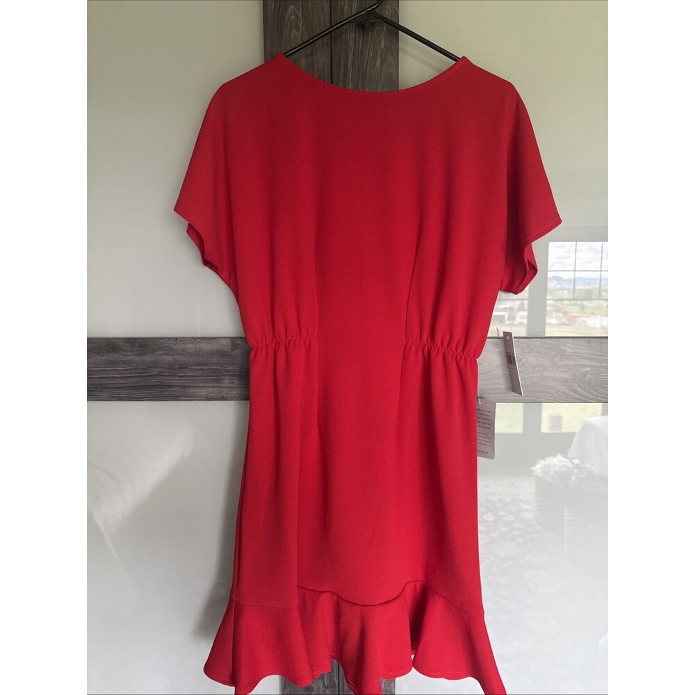 Donna Morgan Women Kimono Sleeve Ruffle Hem Dress Size 6 Red NWT